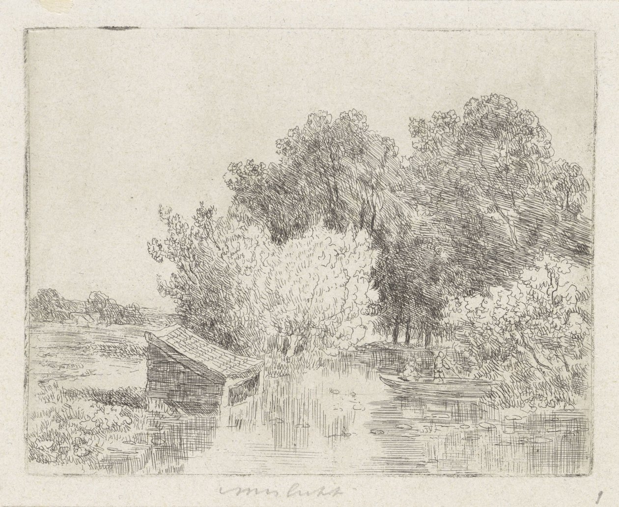 Boathouse by a River by Anonymous