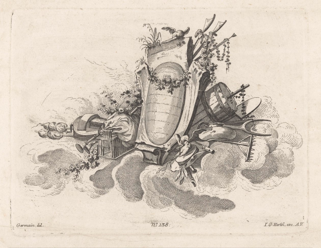 Cartouche with Agricultural Objects by Anonymous