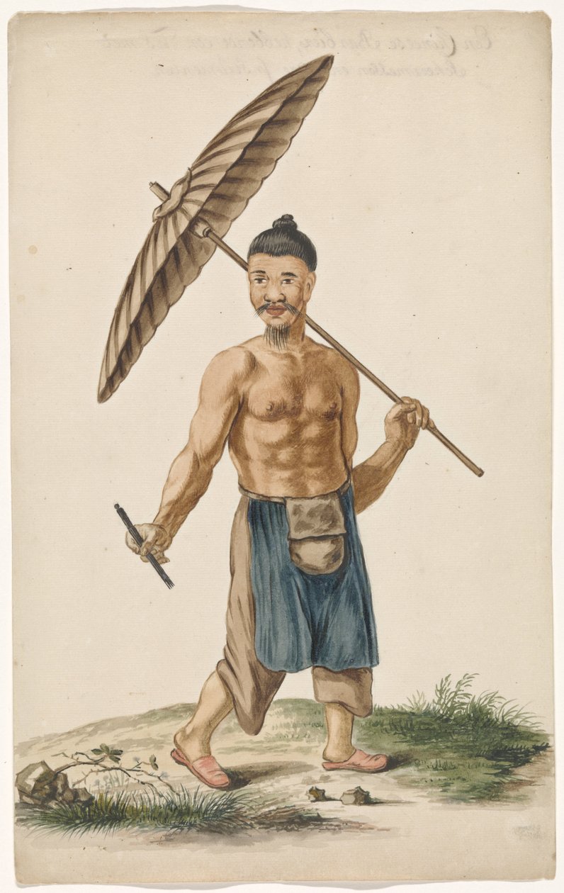 Chinese Craftsman with Parasol and Razor by Anonymous