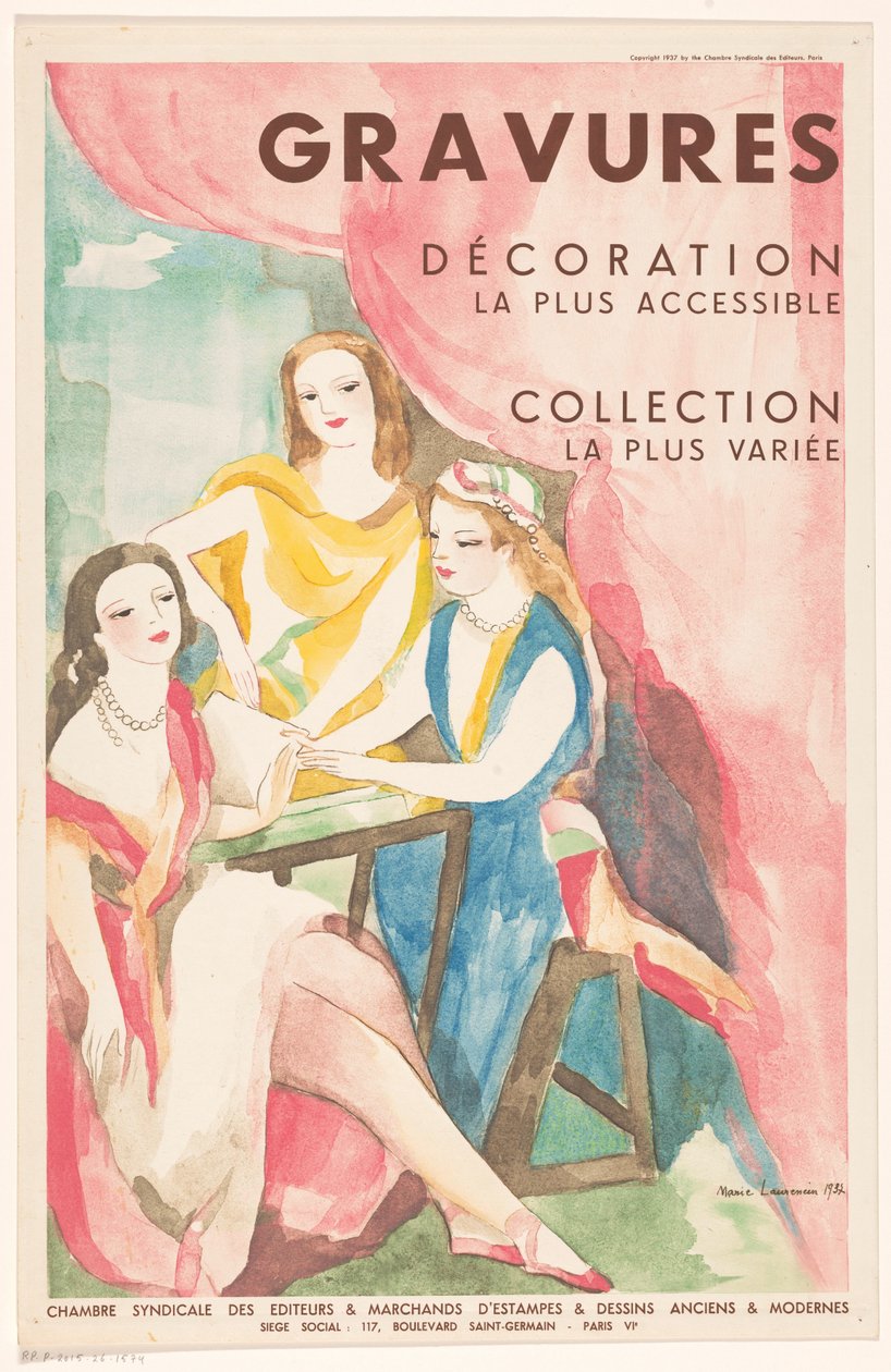 Three Women Around a Print Stand by Anonymous