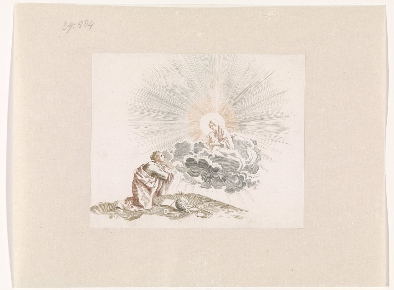 A Woman Praying to Mary with Christ Child by Anonymous