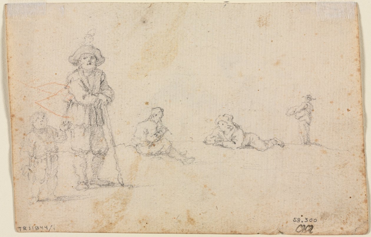 Five Figure Studies (verso) by Anonymous