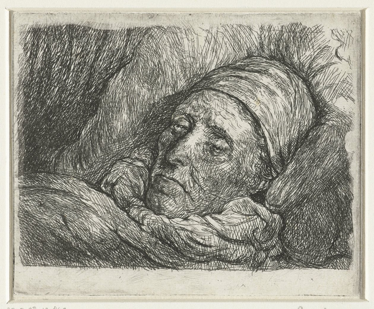 Head of an Old Man Lying in Bed by Anonymous