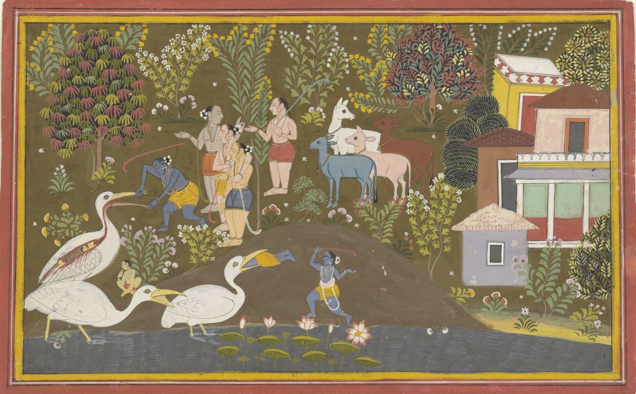 Krishna with Bakasura by Anonymous