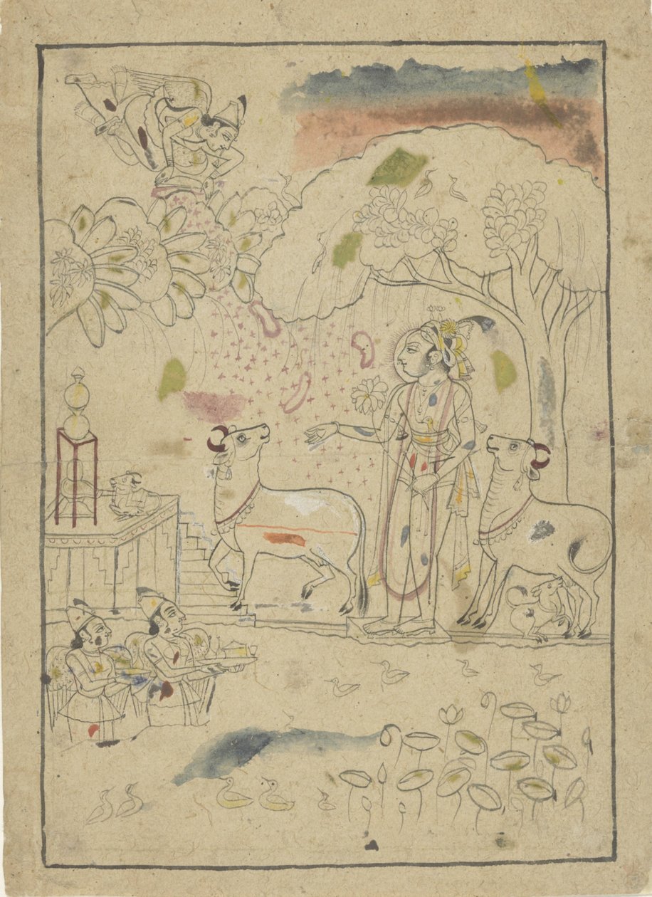 Krishna with Cows from Linga-Altar by Anonymous