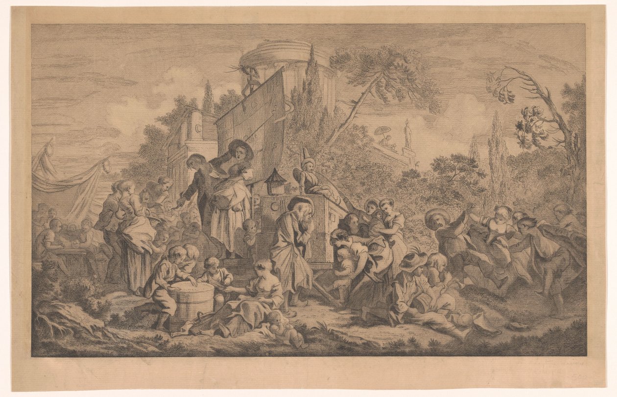 Market Scene with a Ballad Singer and a Peep Show by Anonymous