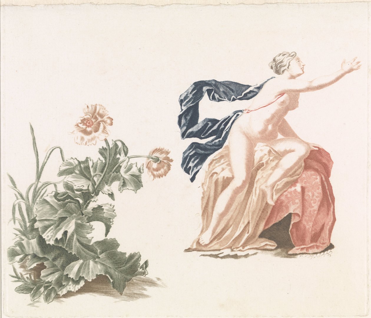 Poppy and Nude Female Figure by Anonymous