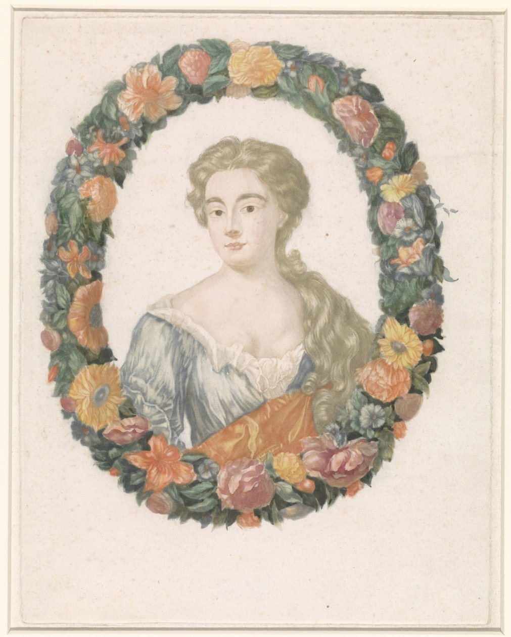 Portrait of a Woman with a Flower Crown by Anonymous