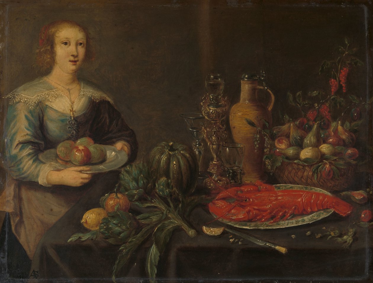 Servant by a Larder Table by Anonymous