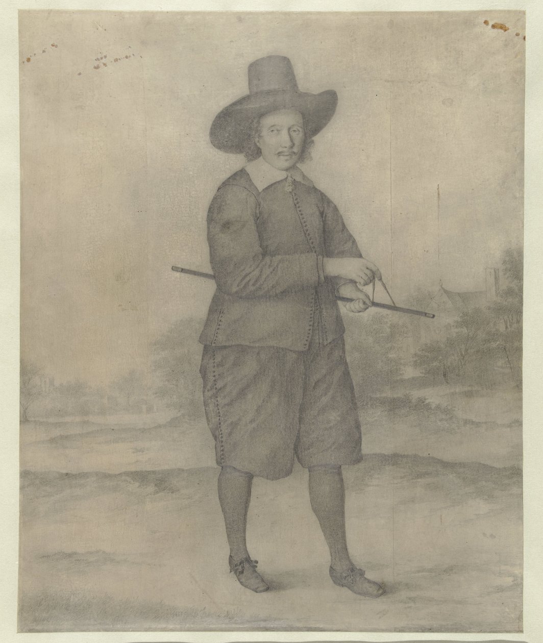 Standing Man with Wide-Brimmed Hat, Full-Length by Anonymous