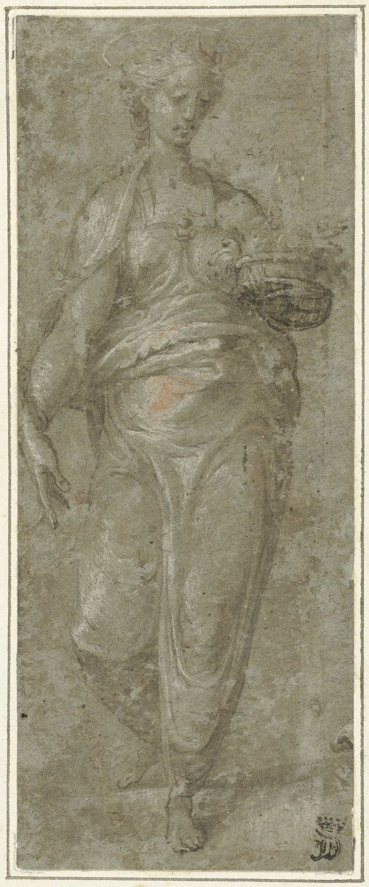 Standing Female Saint with Halo by Anonymous
