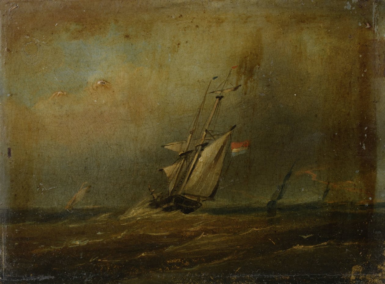 Rough Sea with Sailing Ships by Anonymous