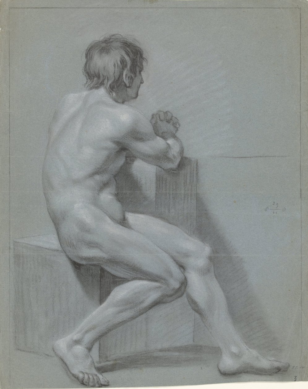 Seated Male Nude, to the Right by Anonymous