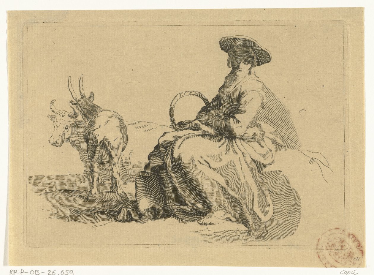 Seated Shepherdess with Basket by Anonymous
