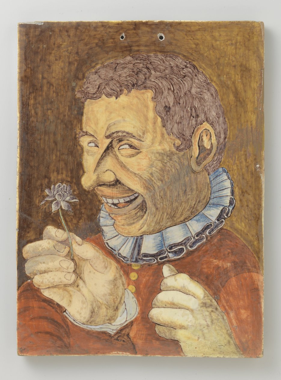 Plaque of Faience with Man with Flower by Anonymous