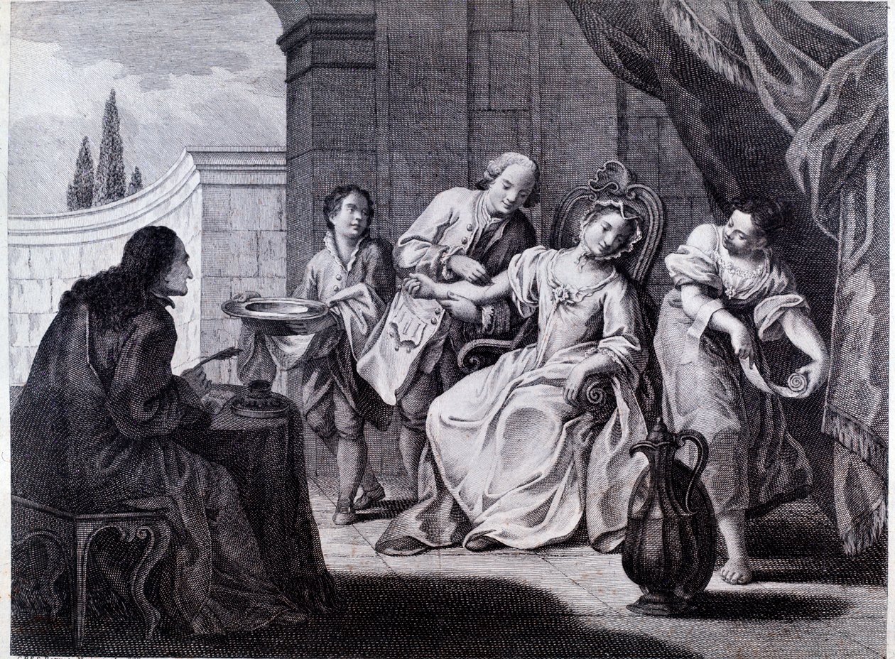 The Bloodletting, medical technique (engraving) by Anonymous Anonymous