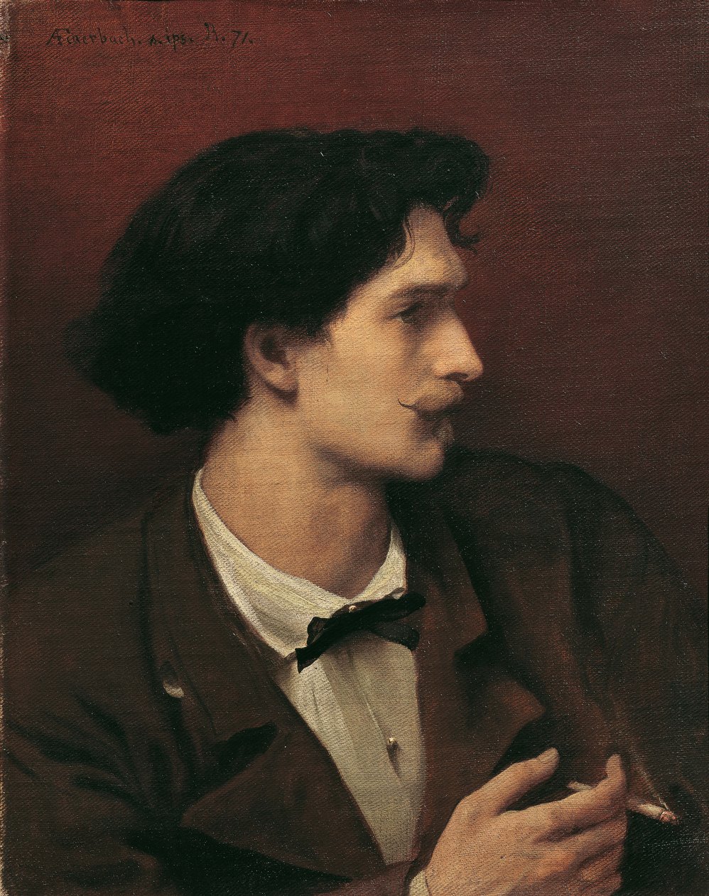 Self-Portrait with Cigarette by Anselm Feuerbach