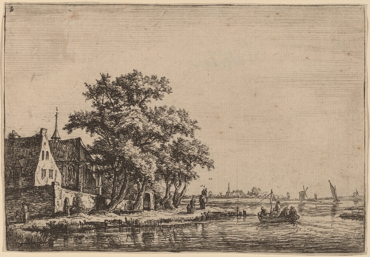 Churchyard at the Waterside by Anthonie Waterloo