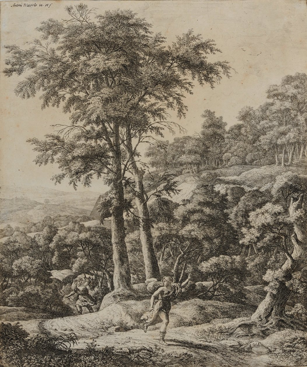 Landscape with Huntress by Anthonie Waterloo