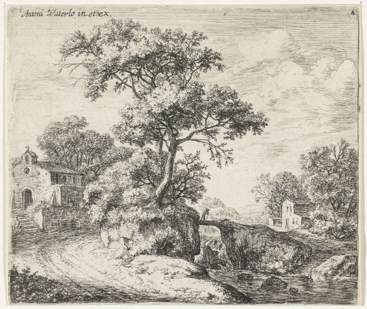 Landscape with a Chapel (Hill Landscapes) by Anthonie Waterloo