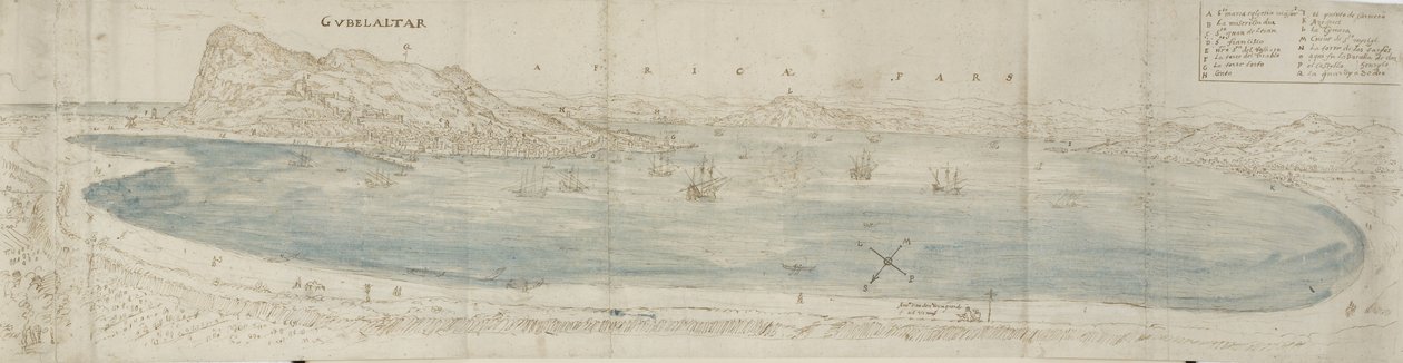 Panoramic View over the Bay of Gibraltar Looking Towards the Town and the African Coast Beyond by Anthonis van den Wyngaerde