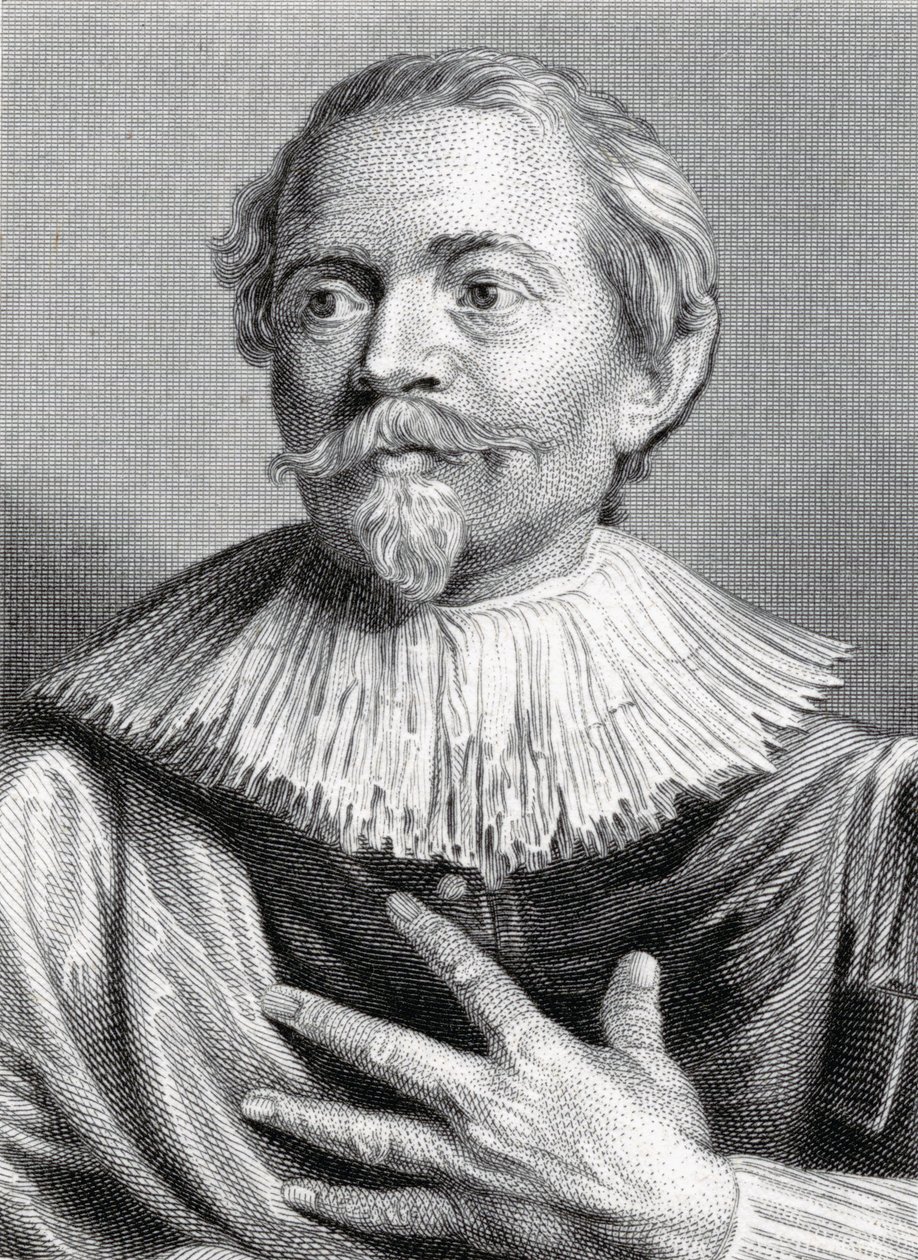 Portrait of Jacob Jordaens engraved by Edward Francis Finden by Anthony van Dyck