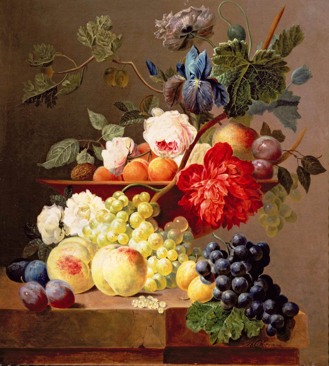 Still Life with Fruit and Flowers by Anthony Obermann