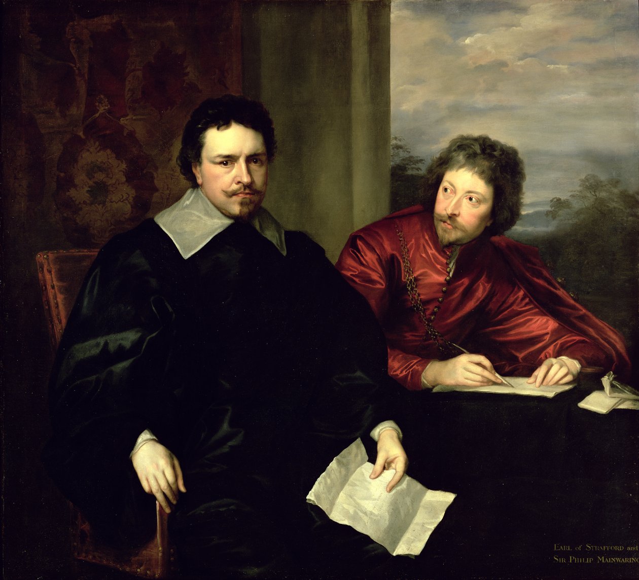 Portrait of Thomas Wentworth, Earl of Strafford and his Secretary, Sir Philip Mainwaring by Anthony van Dyck