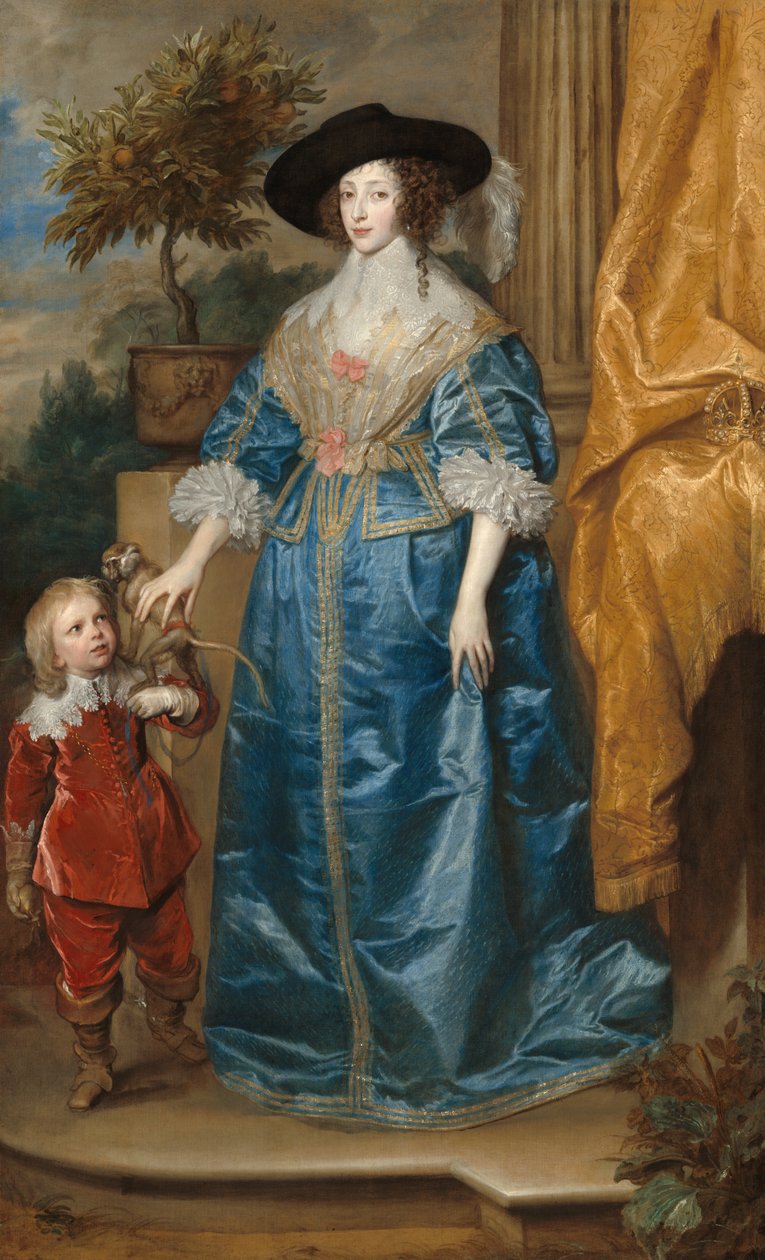 Portrait of Queen Henrietta Maria with Dwarf Sir Jeffrey Hudson by Anthony van Dyck
