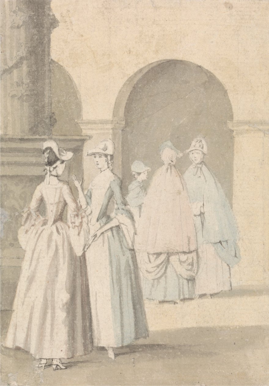 Ladies Beside a Column and Arcade by Anthony Highmore