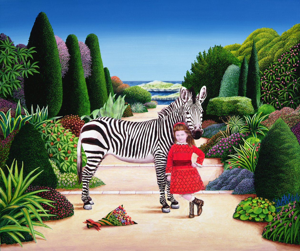 Girl with Zebra by Anthony Southcombe