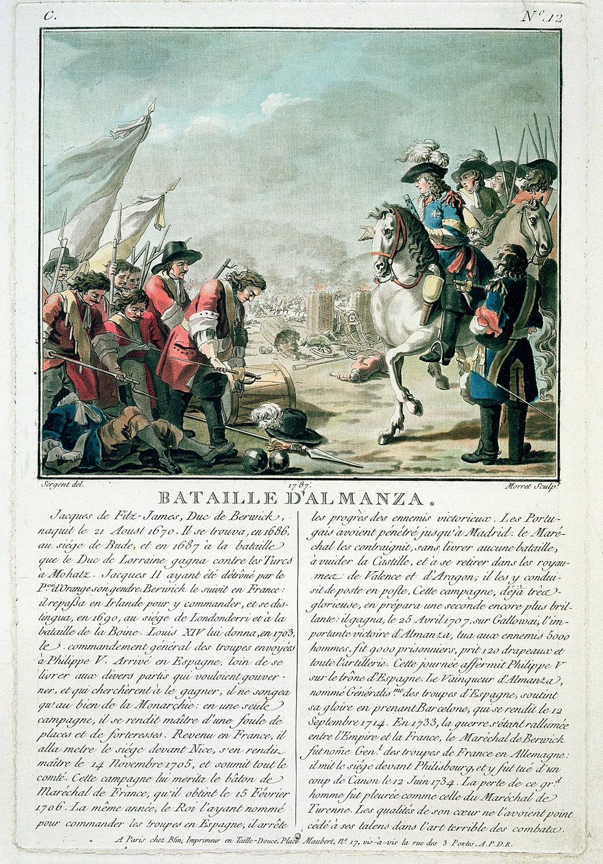 Battle of Almansa, engraved by Jean Baptiste Morret by Antoine Louis Francois Sergent Marceau