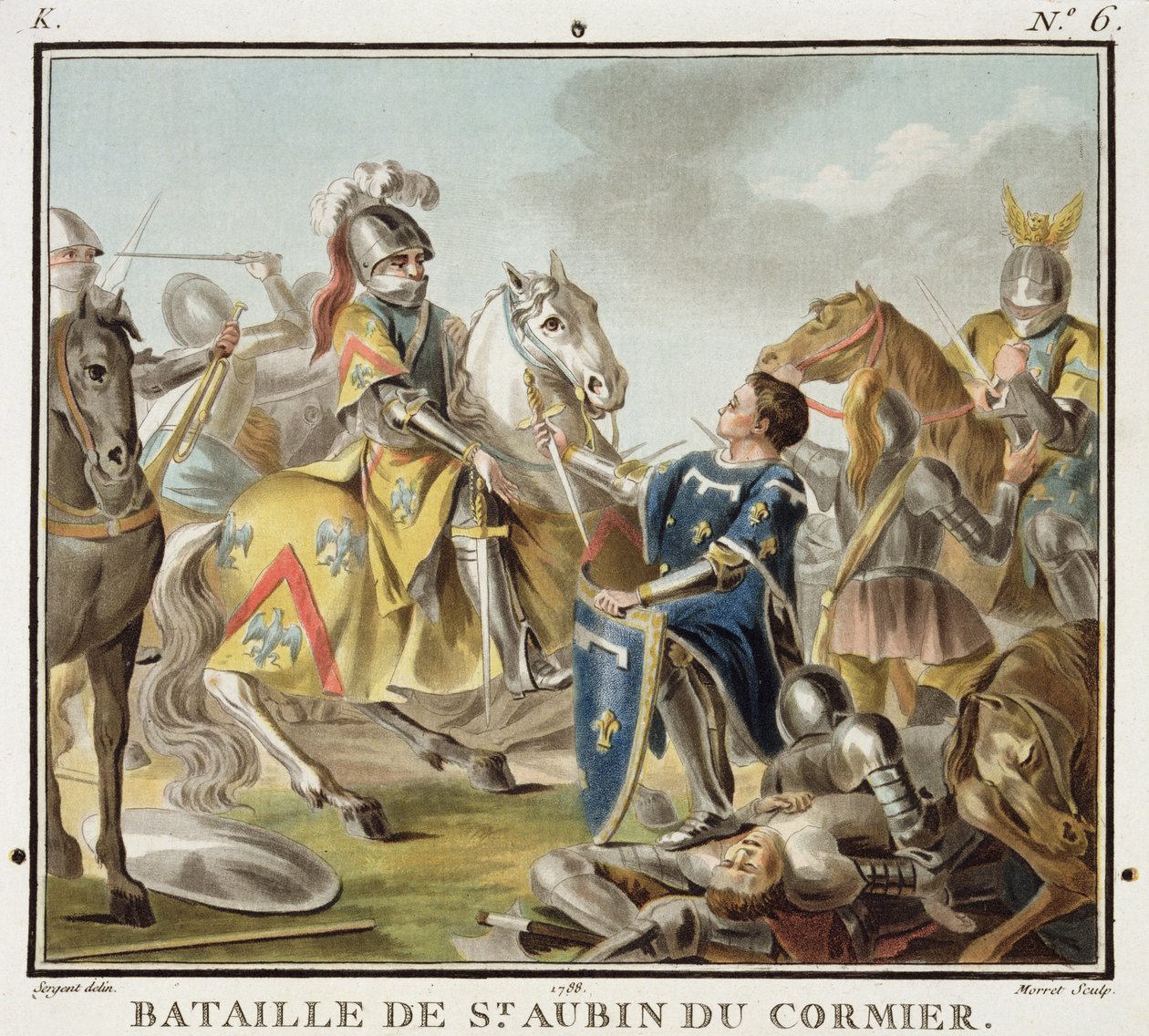 Battle of St Aubin du Cormier in 1488, engraved by Jean Baptiste Morret by Antoine Louis Francois Sergent Marceau