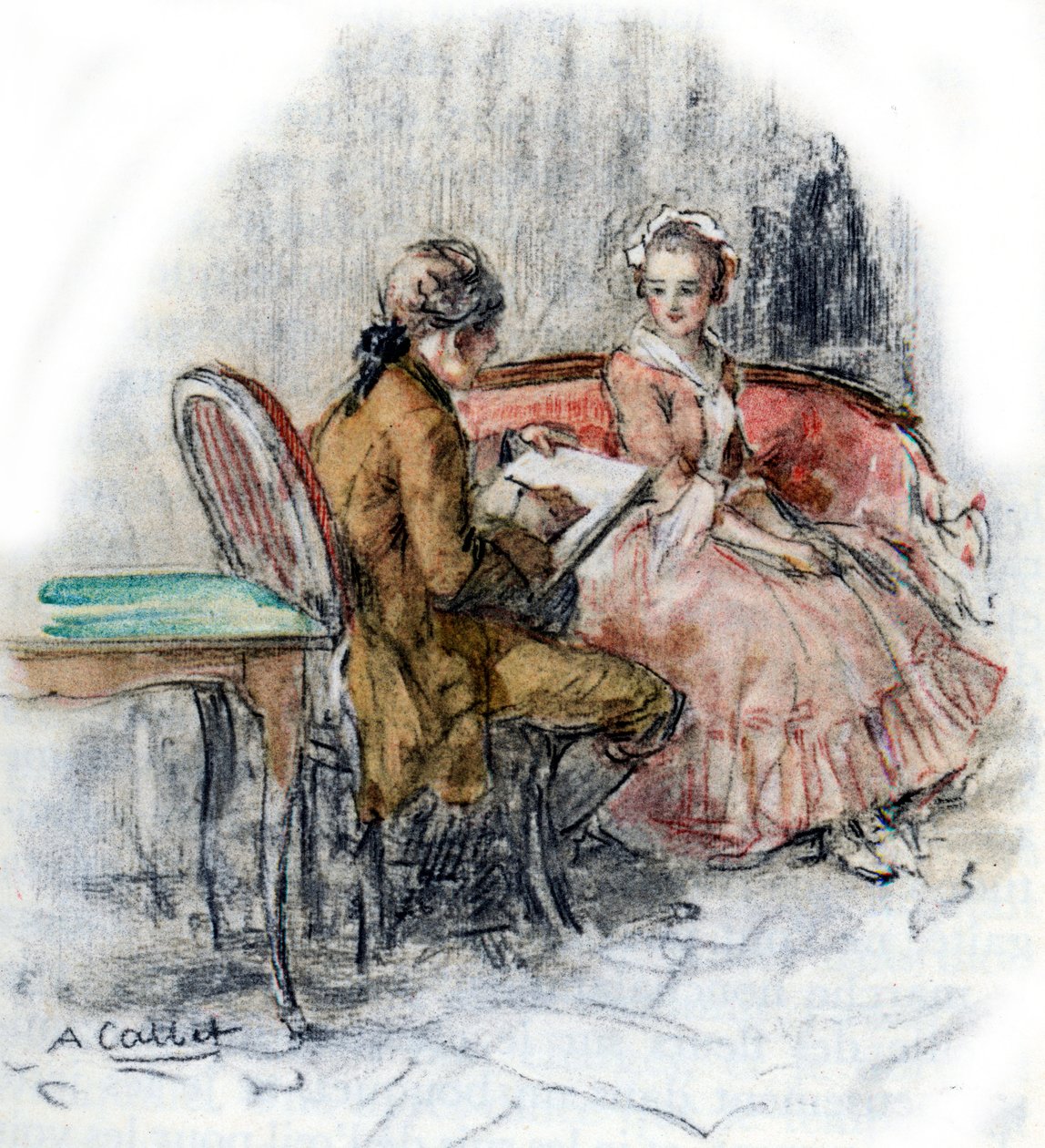 Werther Drawing Charlotte by Antoine Calbet