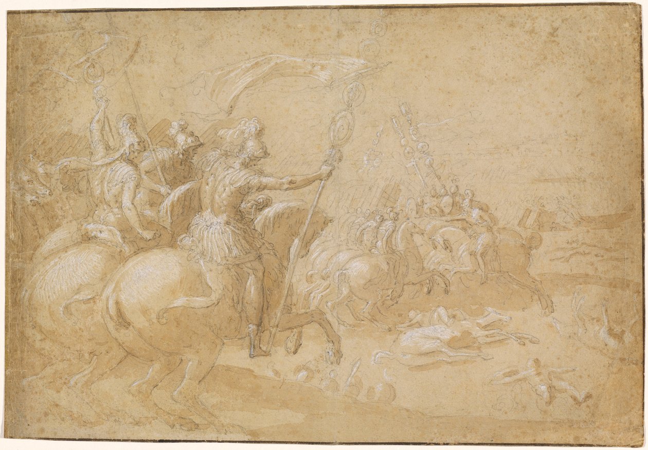 Ancient Roman Warriors Riding into Battle by Antoine Caron