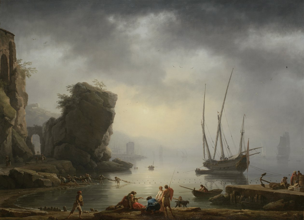Mediterranean Coastal Scene by Antoine Charles Horace Vernet