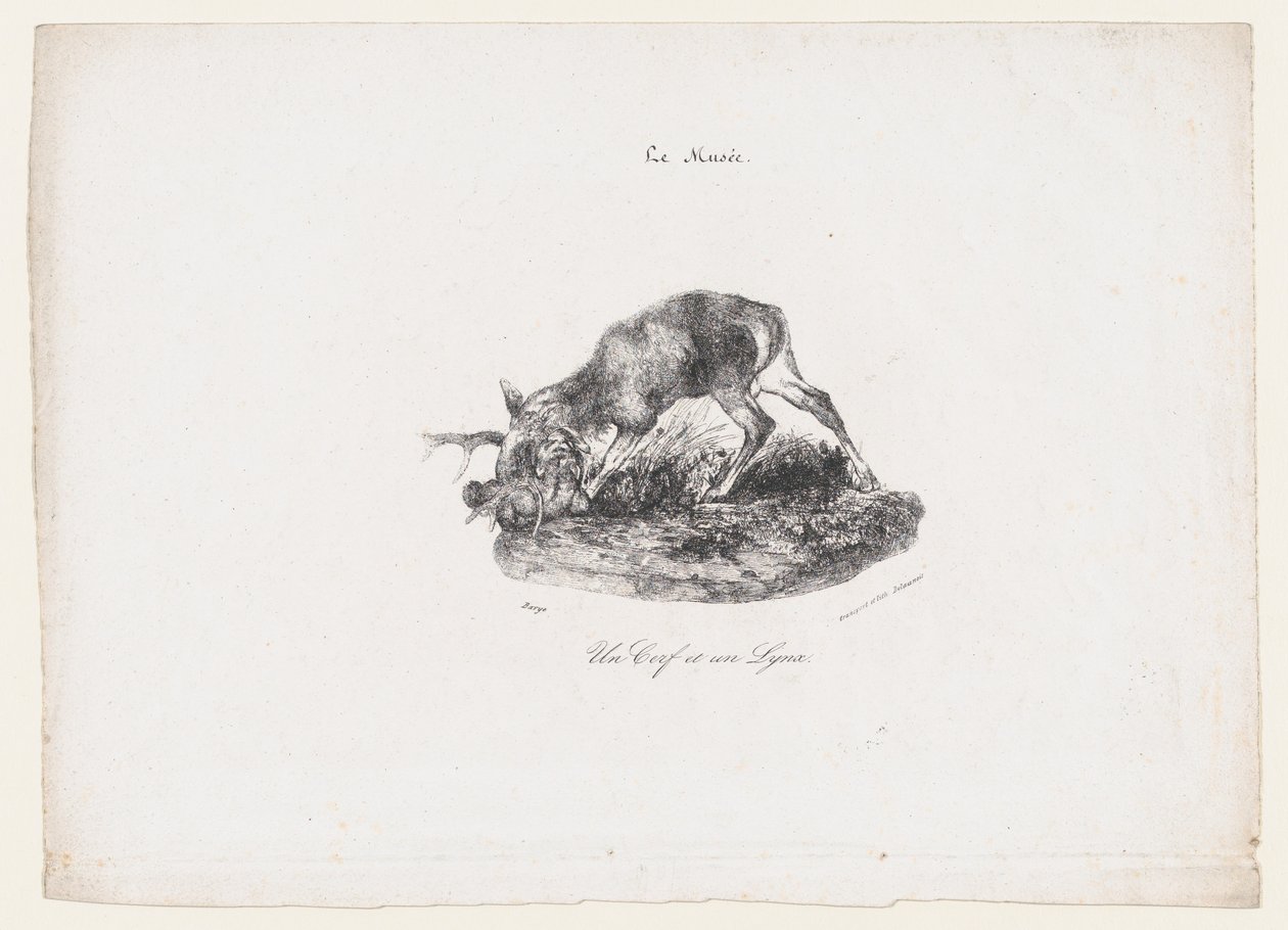 A Deer and a Lynx by Antoine Louis Barye