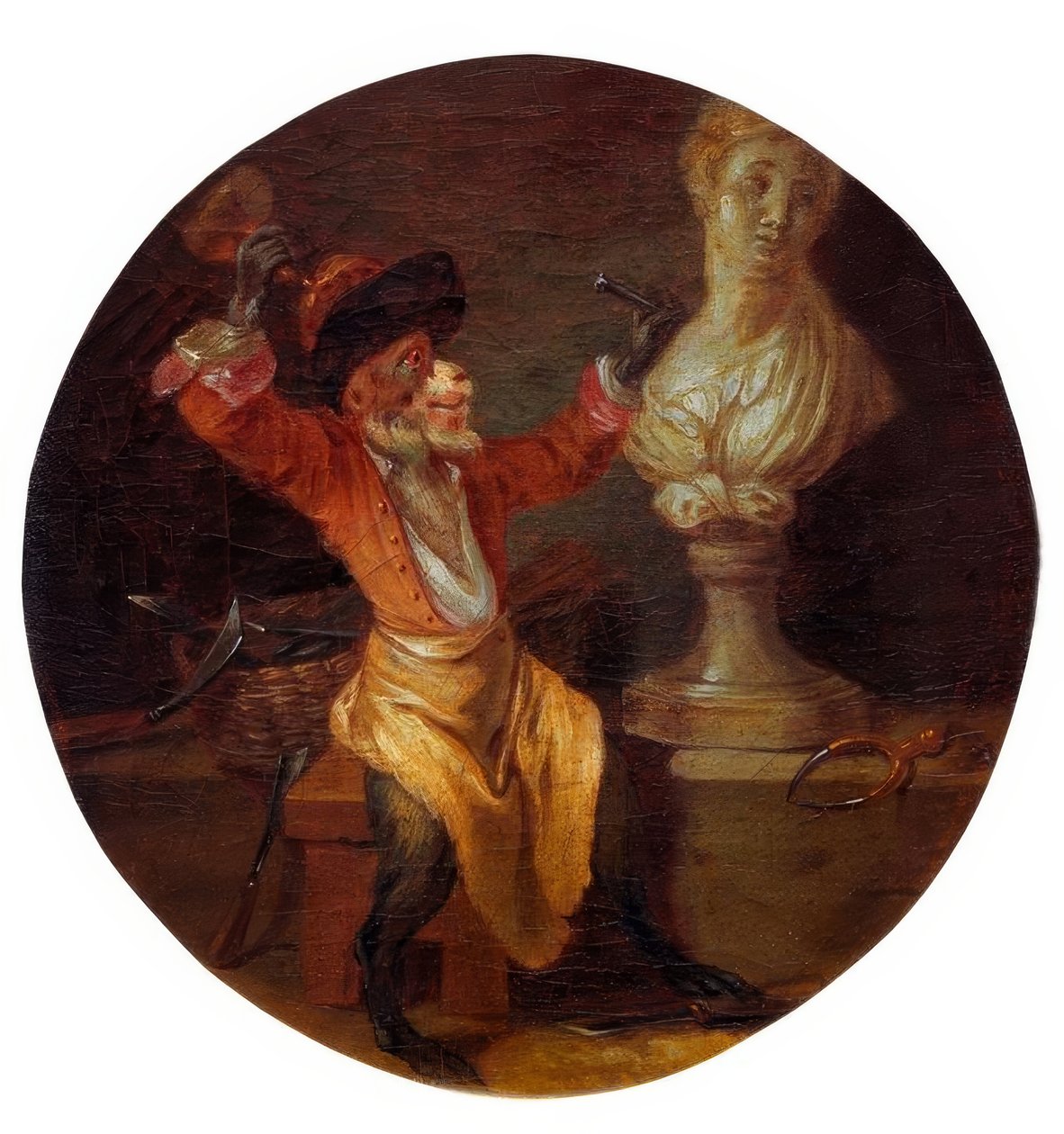 The Monkey as Sculptor by Jean Antoine Watteau