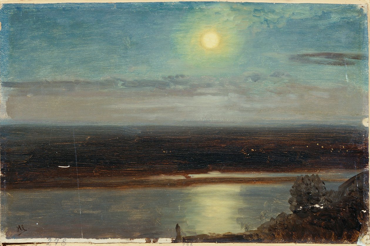 The Danube with the Marchfeld at Night by Anton Hlavacek
