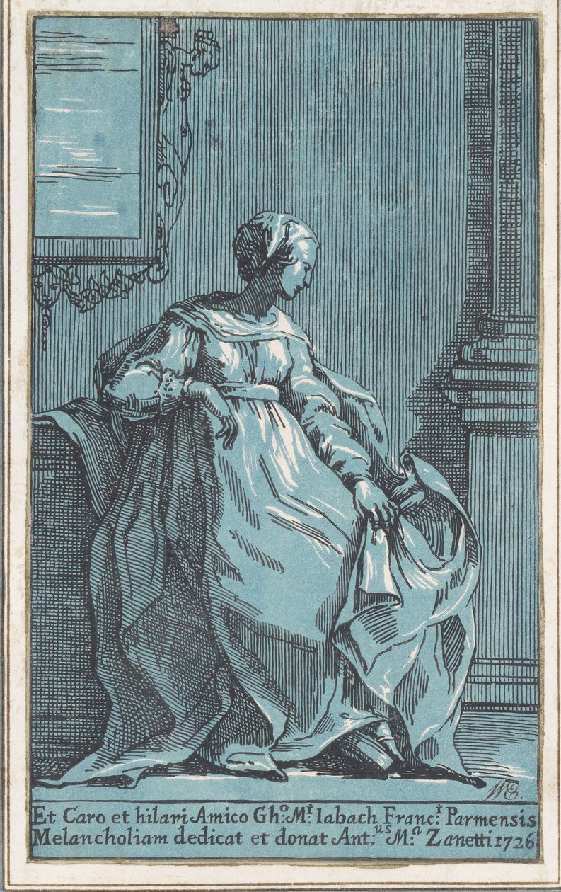 Woman Seated in Room Melancholy by Anton Maria Zanetti
