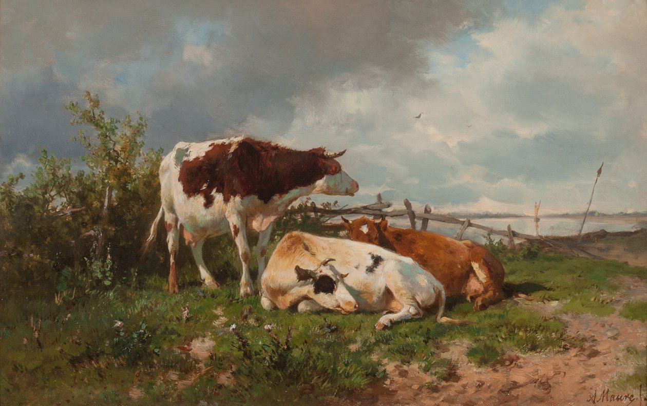 Three Cows in a Meadow by Anton Mauve