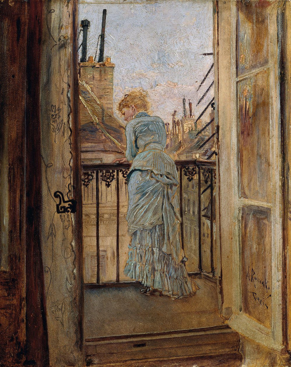 On the Balcony by Anton Romako