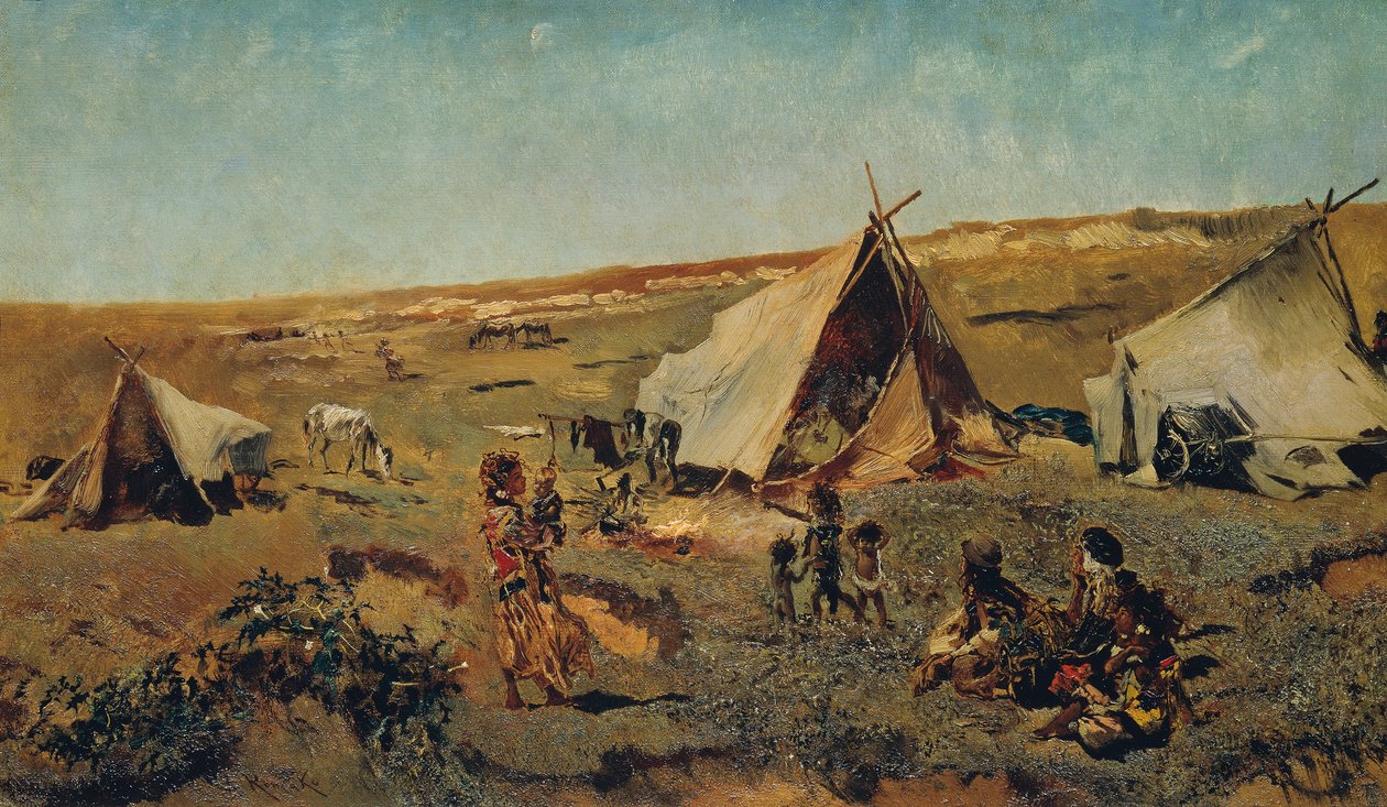 Gypsy Camp in the Puszta by Anton Romako