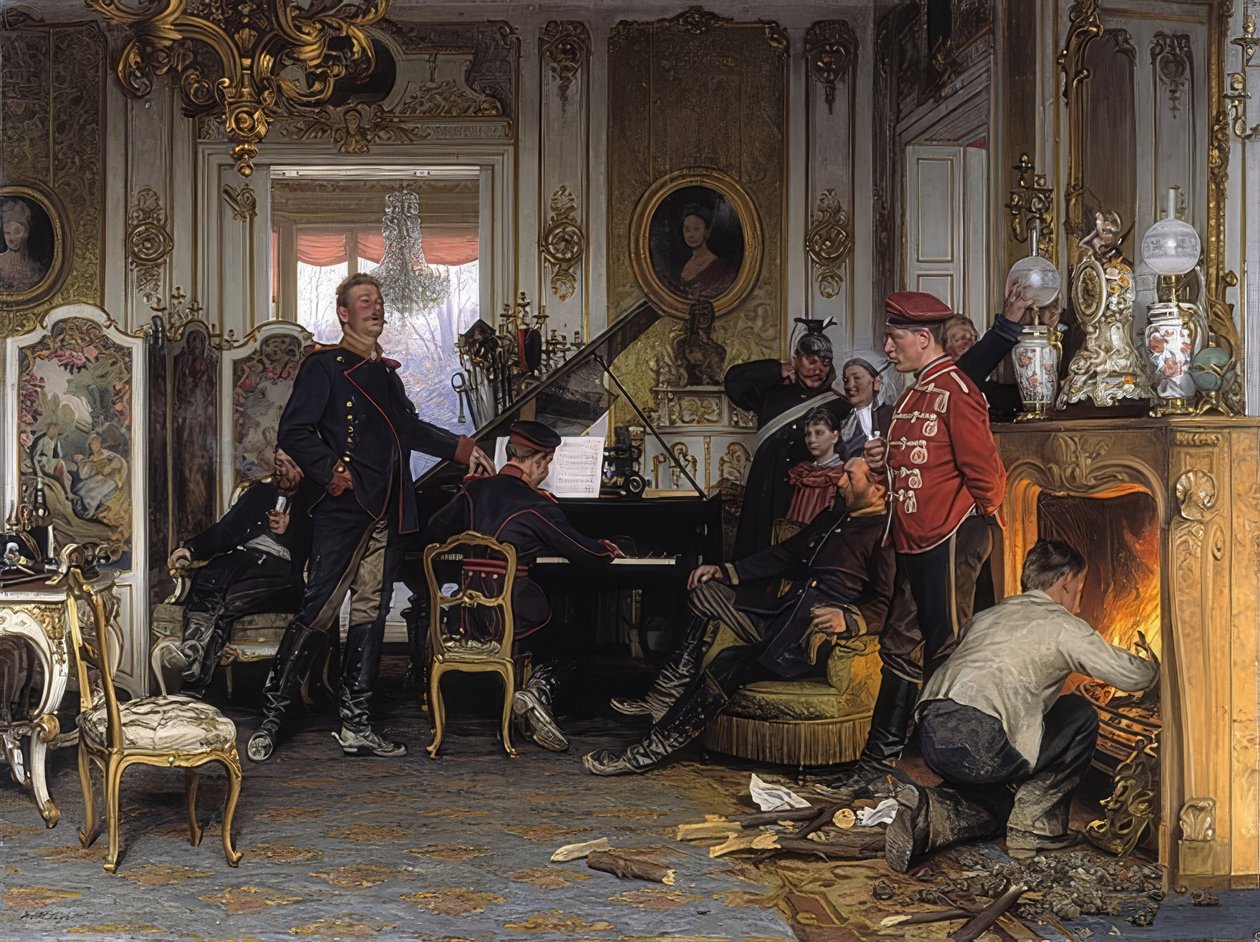 In the Staging Area before Paris. 1894 by Anton Alexander von Werner