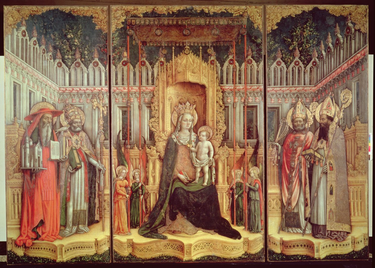 The Virgin Enthroned with Saints Jerome, Gregory, Ambrose and Augustine by Antonio Vivarini
