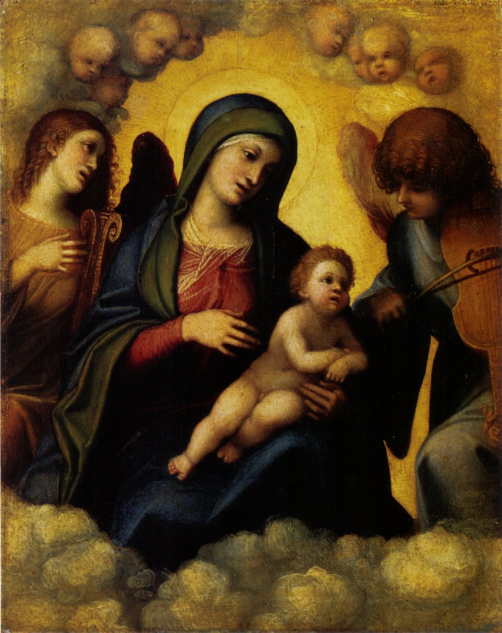 Madonna with Child and Two Angel Musicians by Antonio da Correggio