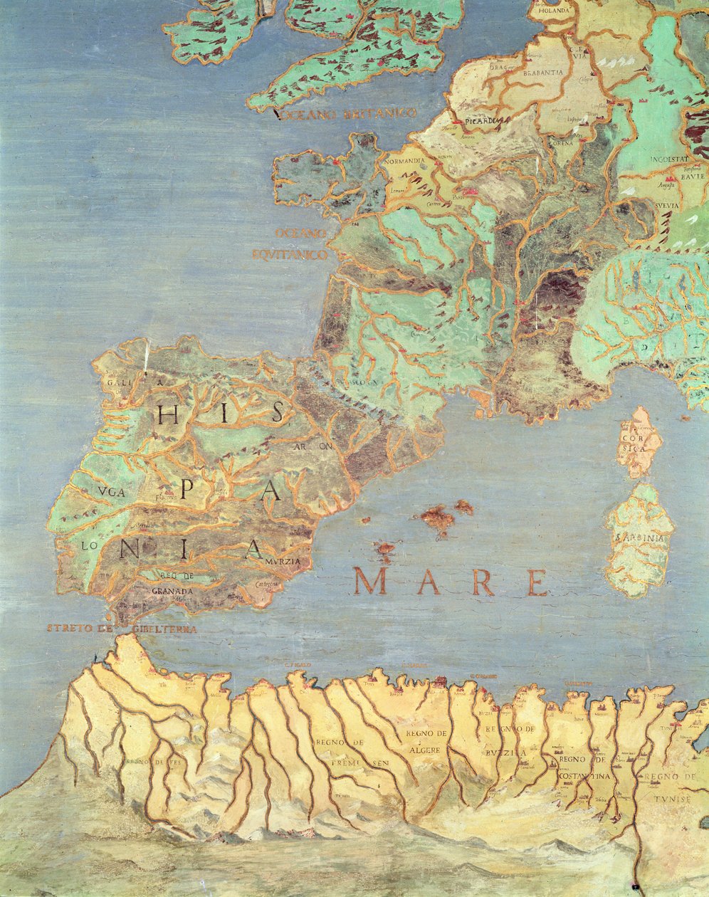 Map of France, Spain and North-West Africa, from the 