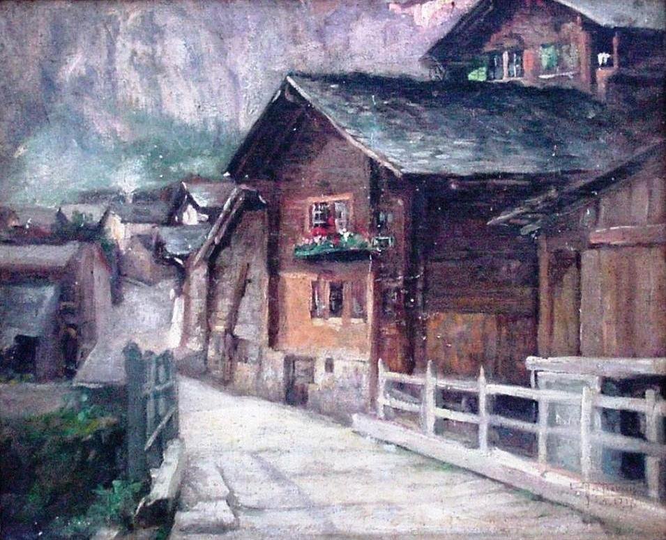 A Street in Loeche-les-Bains by Antonio Parreiras
