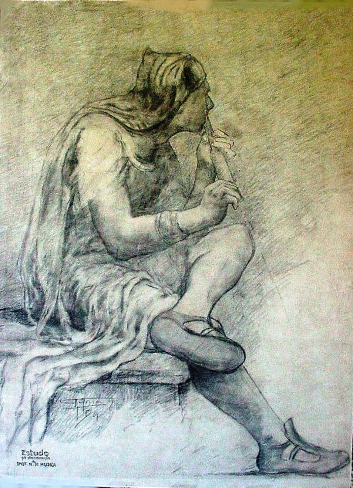 Figure Study for the decoration of the National Institute of Music in Rio de Janeiro by Antonio Parreiras
