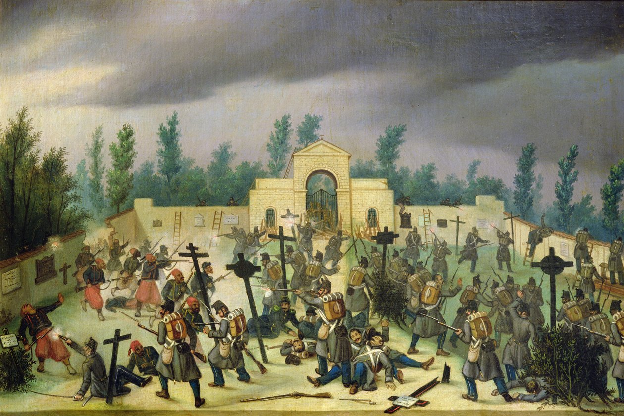 Scene from the Battle of Solferino: Fighting in the Cemetery by Antonio Spandri